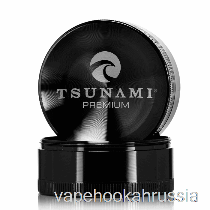 Vape Russia Tsunami 2,4 дюйма, 4-секционная кофемолка с затопленным верхом, черная (63 мм)